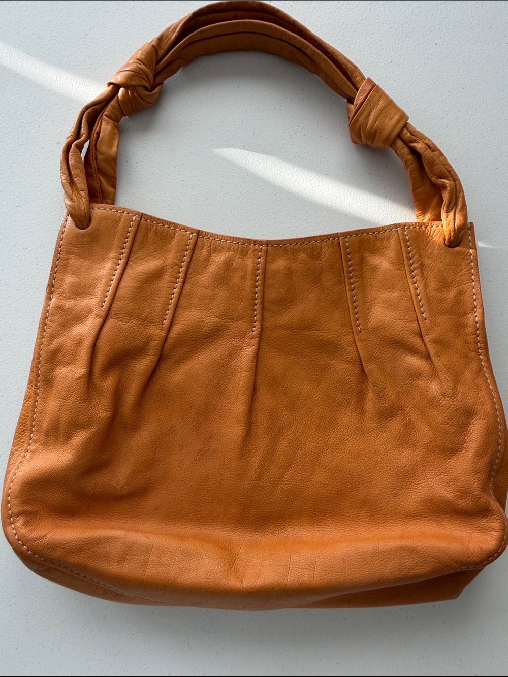 Miu Miu Vintage Vitello Leather Knotted Hobo Bag - Orange Apricot - Picture 14 of 16